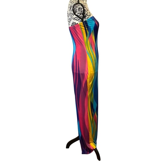 Spring Haze Junior's Multicolor Sheer Stretch Strapless Maxi Dress Extra-Small - Picture 2 of 6